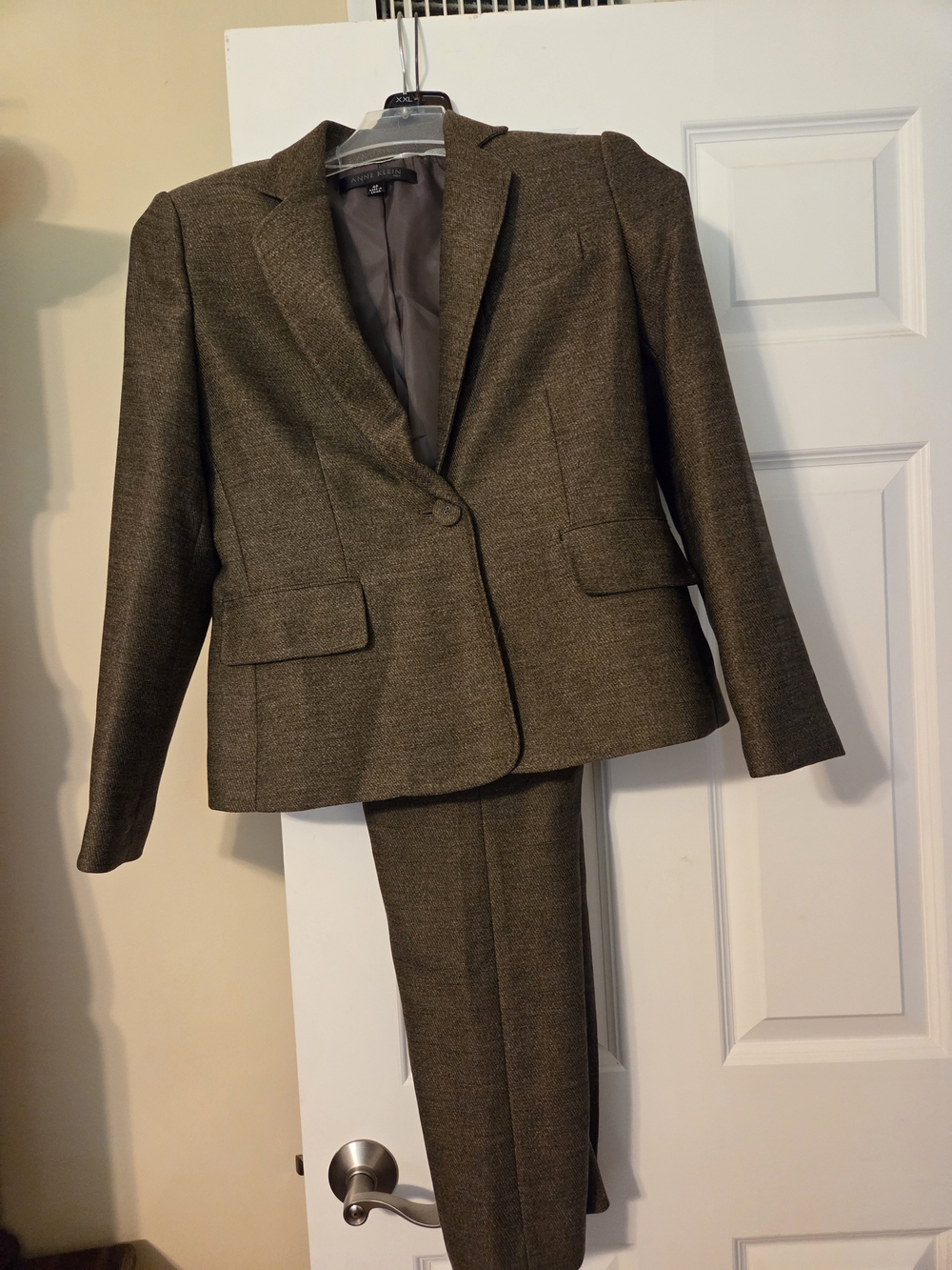 Ann Klein Olive-Brown Tailored Women's Pantsuit